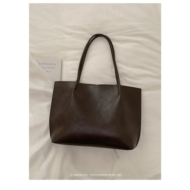 Khaki Wrinkled Faux Leather Tote, Fits 13-Inch Laptop
