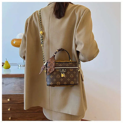 Letter-Printed Bucket Bag, Versatile Crossbody