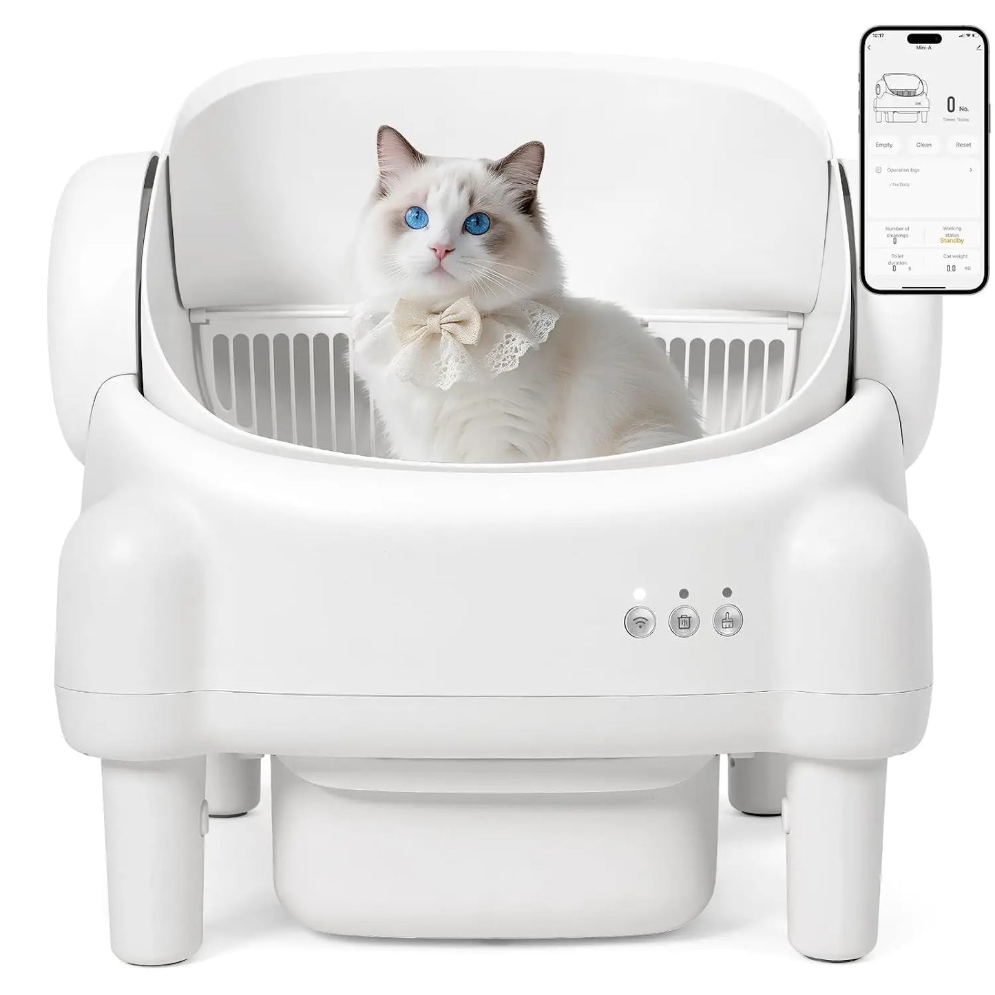 Open-Top Self-Cleaning Cat Litter Box — 15L Bin, APP Control & 7-Sensor Safety for Multi-Cats