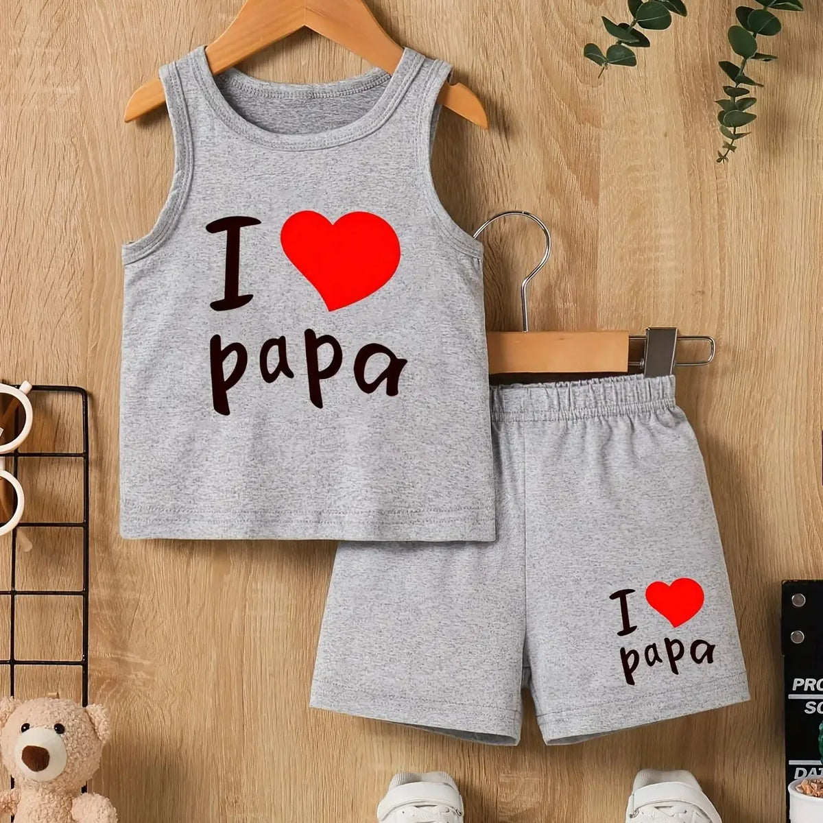 Baby Boys Letter-Print Vest & Shorts 2-Piece Set