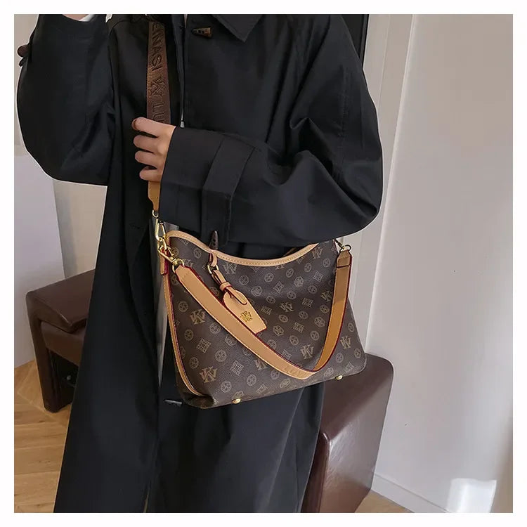 Beige Printed Commuter Tote, Large Capacity