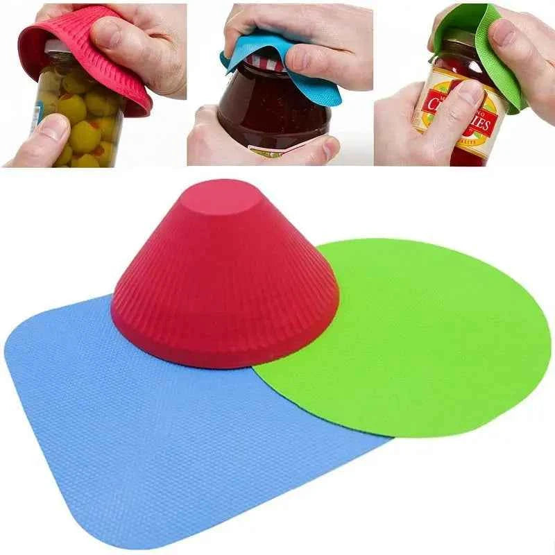1/3pcs Rubber Can Opener Pad Reusable Bottle Opening Booster Anti-slip Easy-to-Use Gripper for Elderly Children Kitchen Gadgets