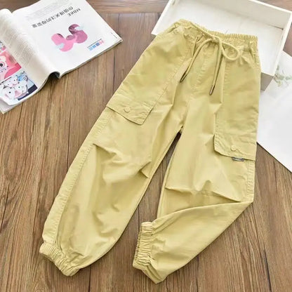 Spring Clothes Fashionable Kids Cargo Joggers Elastic Ankle Pants Casual Trousers Light Breathable Summer Trendy Outfit