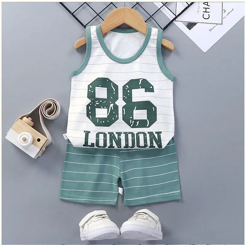 Cotton Tank Top & Shorts Vest Suit Set