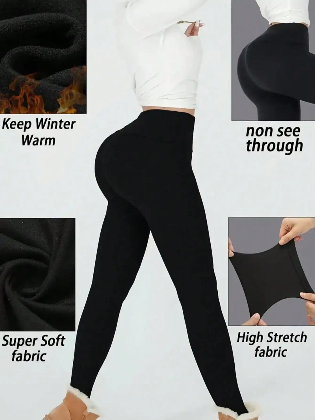 Women's Thermal High Waist Leggings — Thick Warm Fleece Yoga Pants for Winter Sports