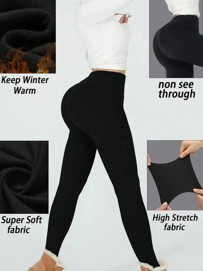Women's Thermal High Waist Leggings — Thick Warm Fleece Yoga Pants for Winter Sports