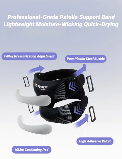 Patella Knee Brace Pro For Meniscus Adjustable Orthopedic Compression Patellar Tendon Support Strap With Pads Pain