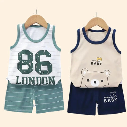 Cotton Tank Top & Shorts Vest Suit Set