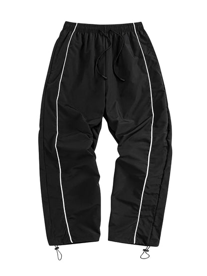 Men's Trendy Sporty Pants with Lines Gym Workout Running Trousers with Side Pockets Athletic Quick-Dry Breathable Sweatpants