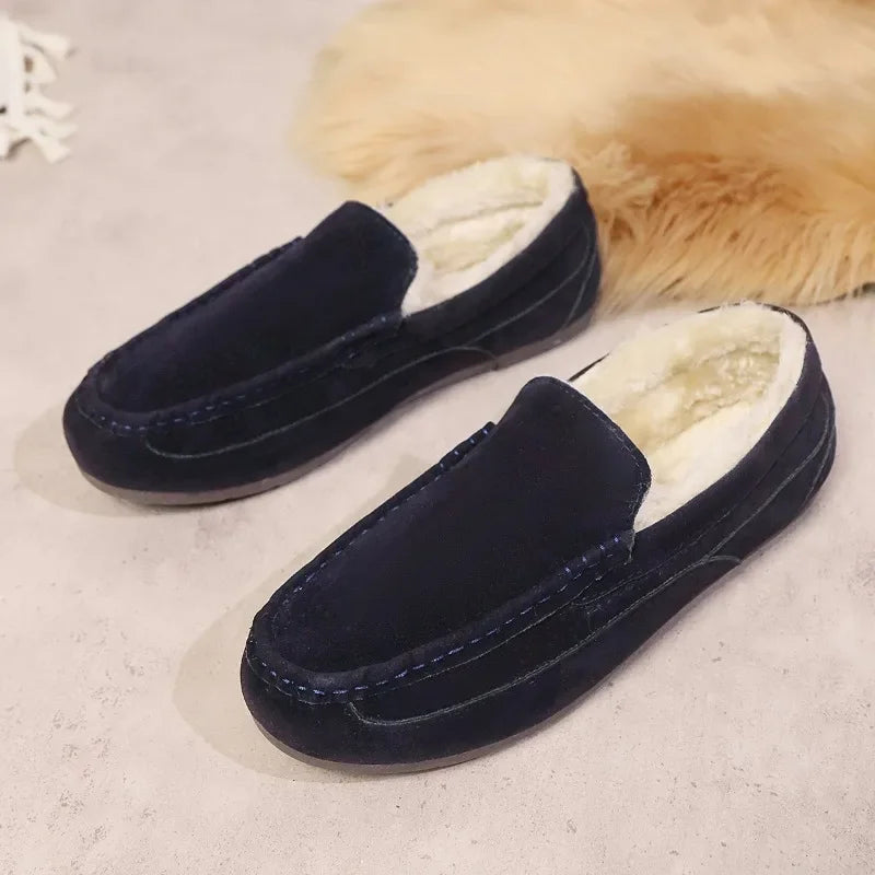 Winter Men Shoes Plush Warm Men Loafers Fashion Comfortable Casual Men Loafers Shoes Soft Sole Non-slip Sneakers Wear-resistant