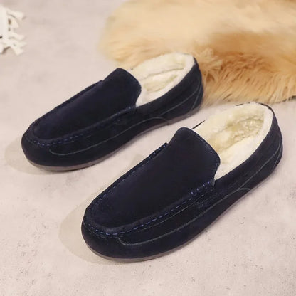 Winter Men Shoes Plush Warm Men Loafers Fashion Comfortable Casual Men Loafers Shoes Soft Sole Non-slip Sneakers Wear-resistant