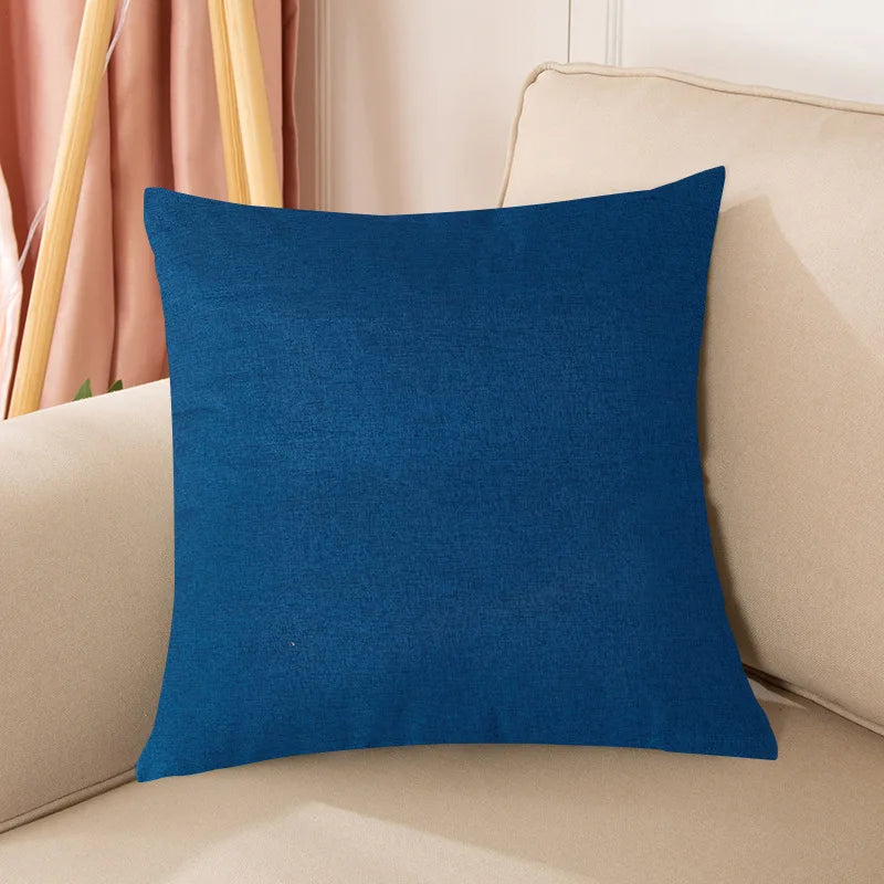 Solid-Color Cotton-Linen Cushion Cover