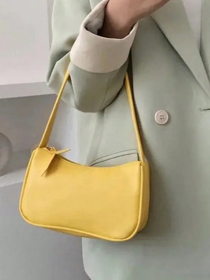 PU Leather Crossbody Purse, Simple Pure Color Design
