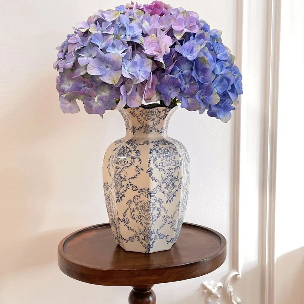 Hand-Painted Vase Blue White Porcelain Vase Elegant Home Decor Living Room Entryway Desktop Flower Arrangement Display Ornaments