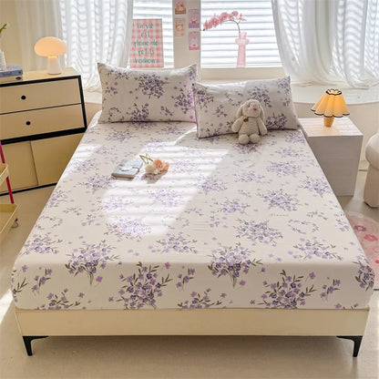 Floral Washed Cotton Fitted Sheet | Single-King