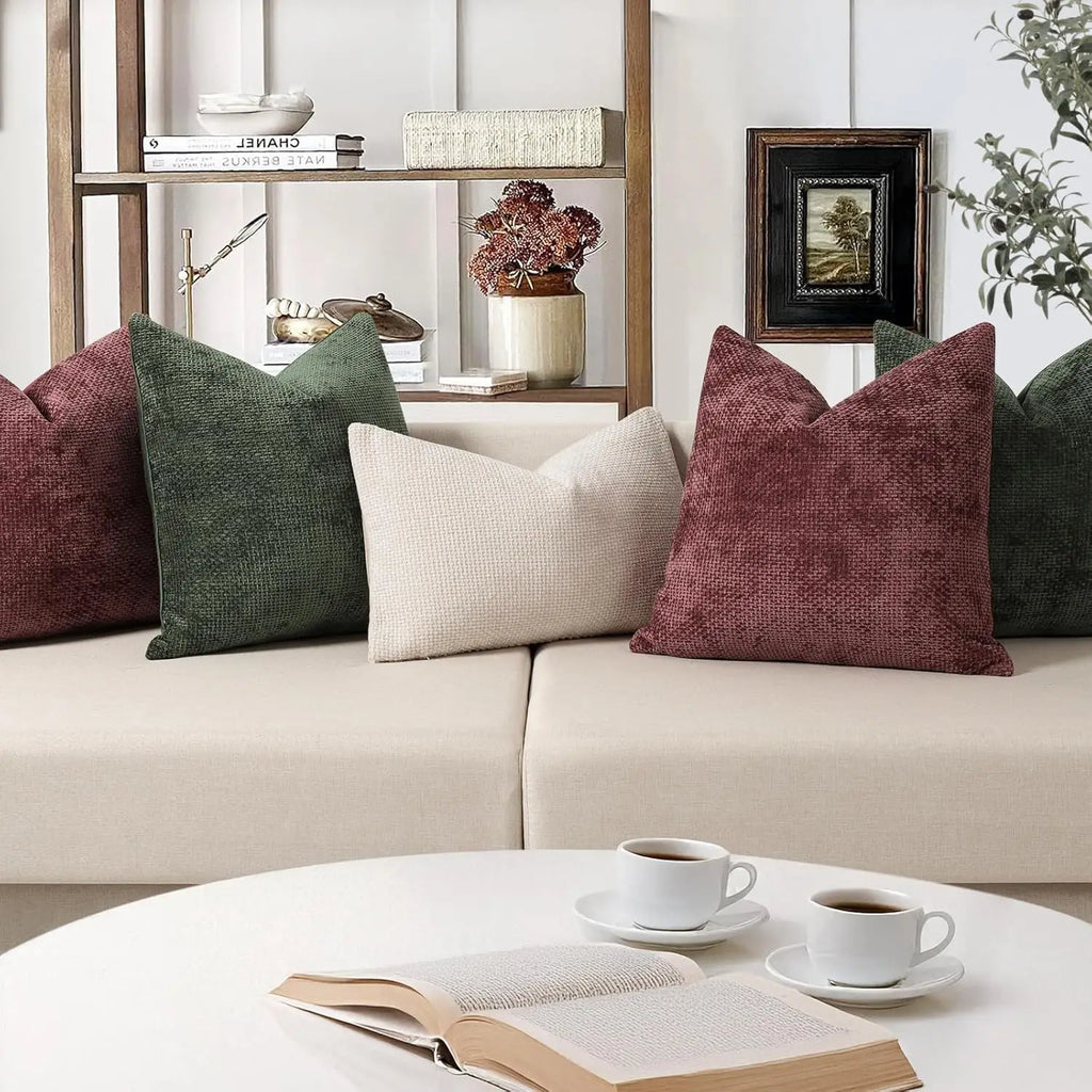 Dark Green Chenille Decorative Cushion Cover