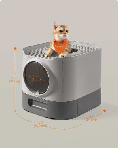 Feandrea XL Enclosed Cat Litter Box with Lid — Slide-Out Tray, Scoop & Brush, Anti-Tracking