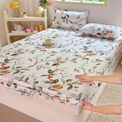 3-Piece Print Bedding Set with Fitted Sheet