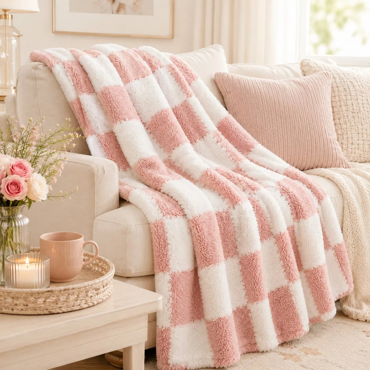 [Holiday Gifts] 1pc of Colorful Plaid Flannel Blanket, Thickened Material, Suitable for Office Nap Blankets, Summer Throw Blankets, Double Bed Sheets, Outdoor Camping, Holiday Gifts, Multi-purpose Blankets, Soft and Skin-frie