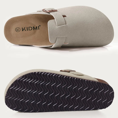 Men’s Suede Clogs — Soft Leather Cork Sandals with Arch Support