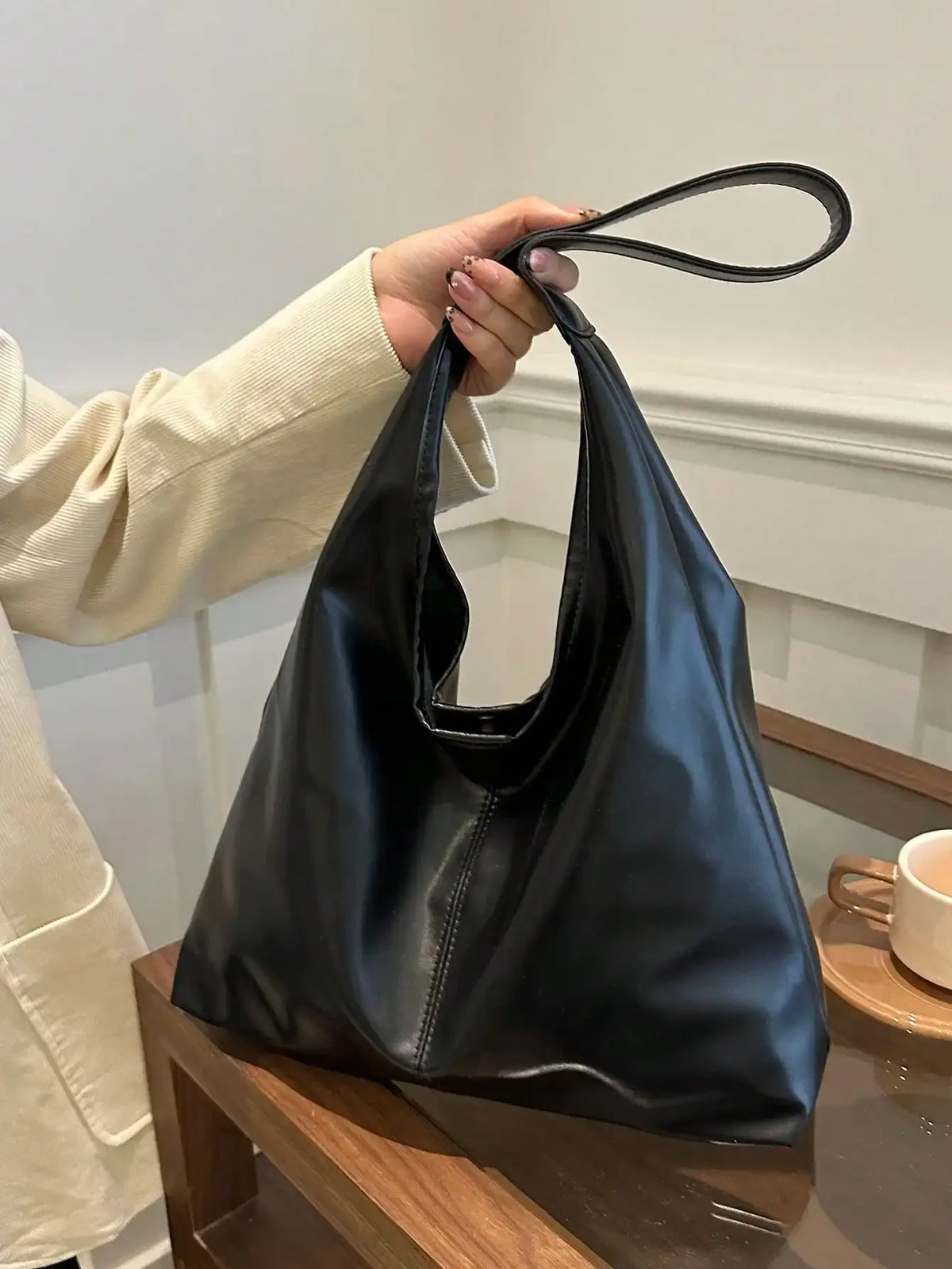 Large Capacity Solid Color Shoulder & Tote Bag