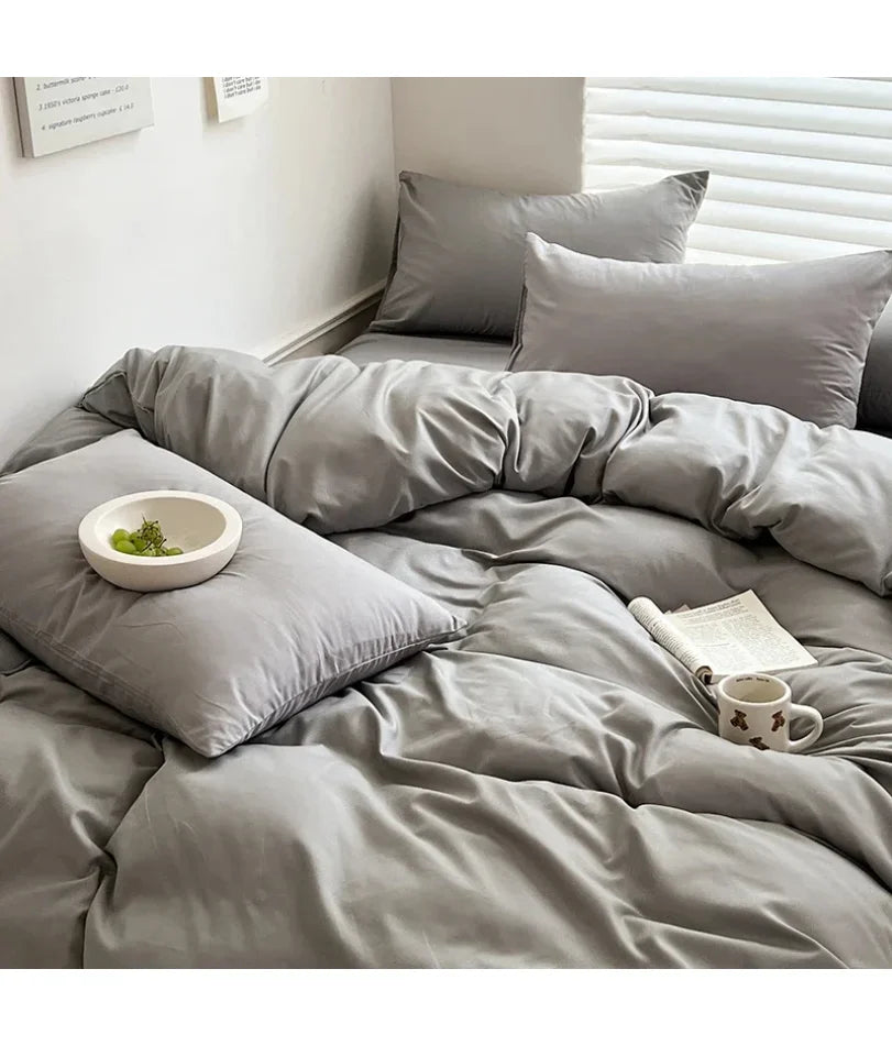 Solid Cotton Bedding Set | Duvet Cover & Sheet