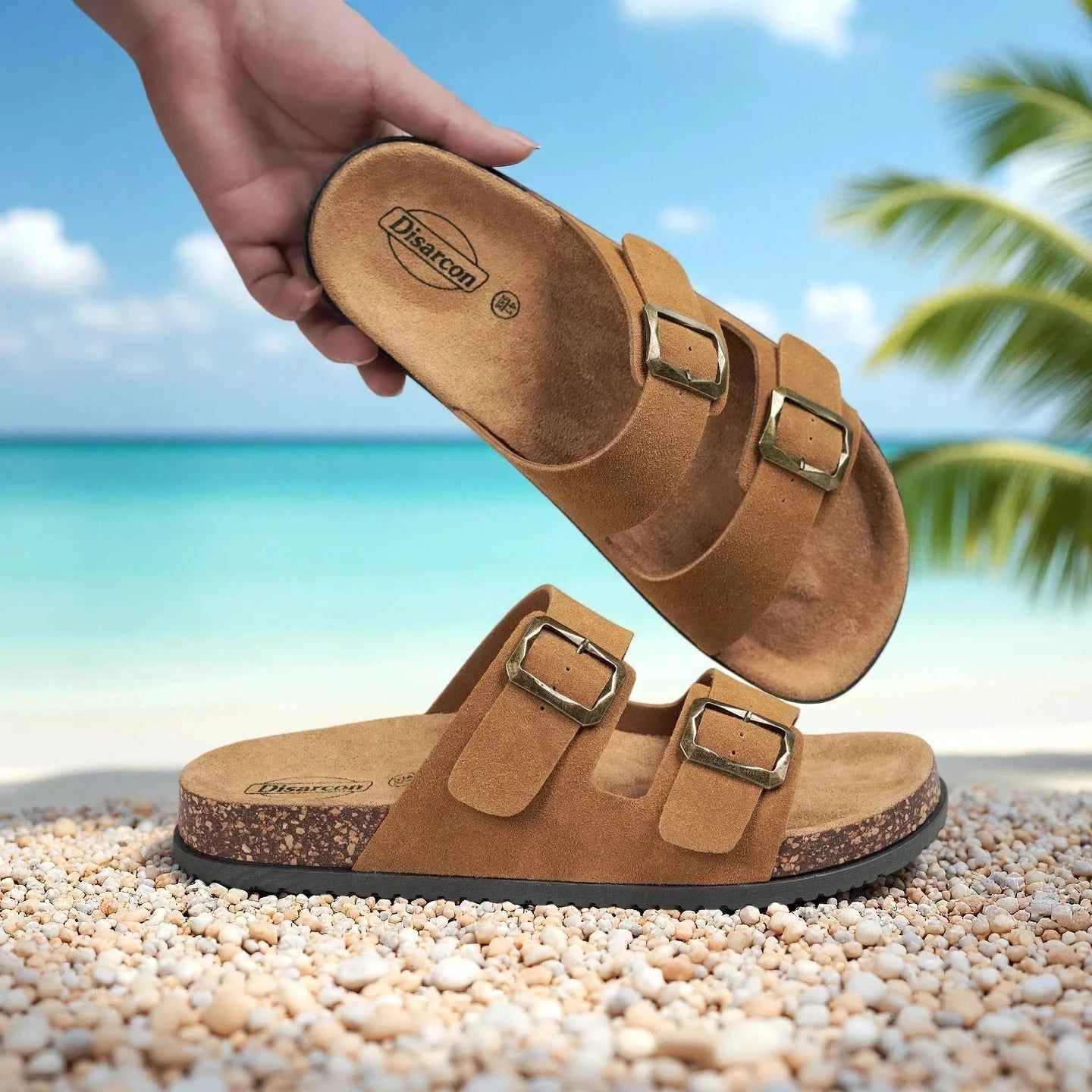 Men's Summer Sandals, Outdoor Leisure Vacation Beach Sandals, Double Buckle Design Unisex Large Size Sandals, Non-Slip, Breathable, Wear-Resistant, Versatile for Daily Wear, Indoor Home Slippers, High-End, Retro