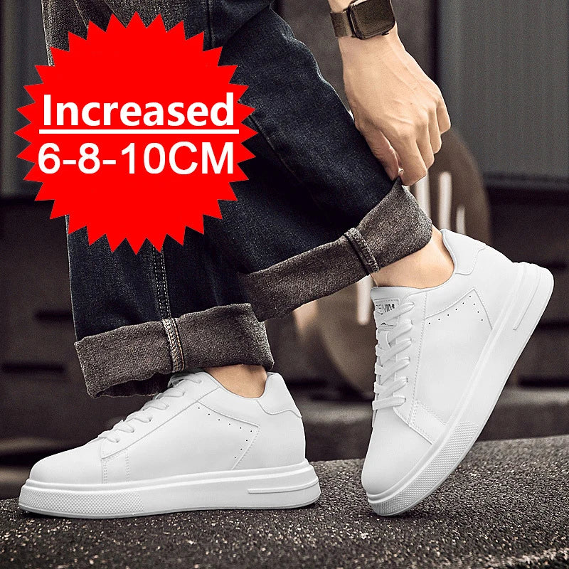 Brand Elevator Shoes Men Heightening Shoes Leather Height Increase 6/8/10cm Lifting Men's Height Increasing Mens Casual Sneakers
