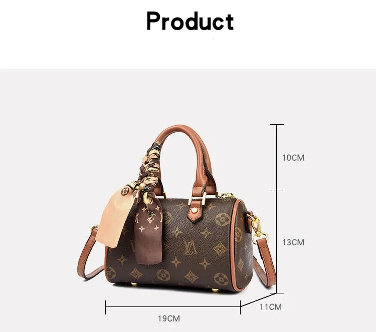 Retro Letter-Print Boston Bag, Trendy Shoulder Bag