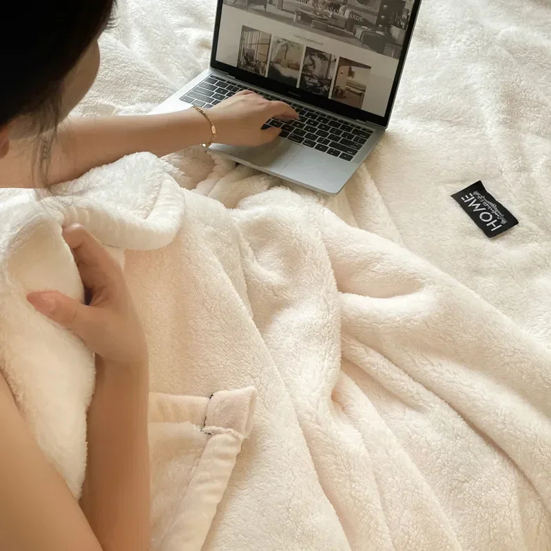 2024 new class A comfortable cotton velvet plush light luxury blanket warm soft and comfortable milk velvet