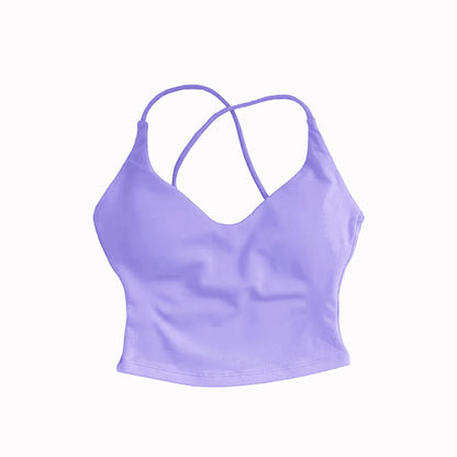 Dynamic Strappy Push-Up Fitness Tank Top — Back Cross Sports Bra