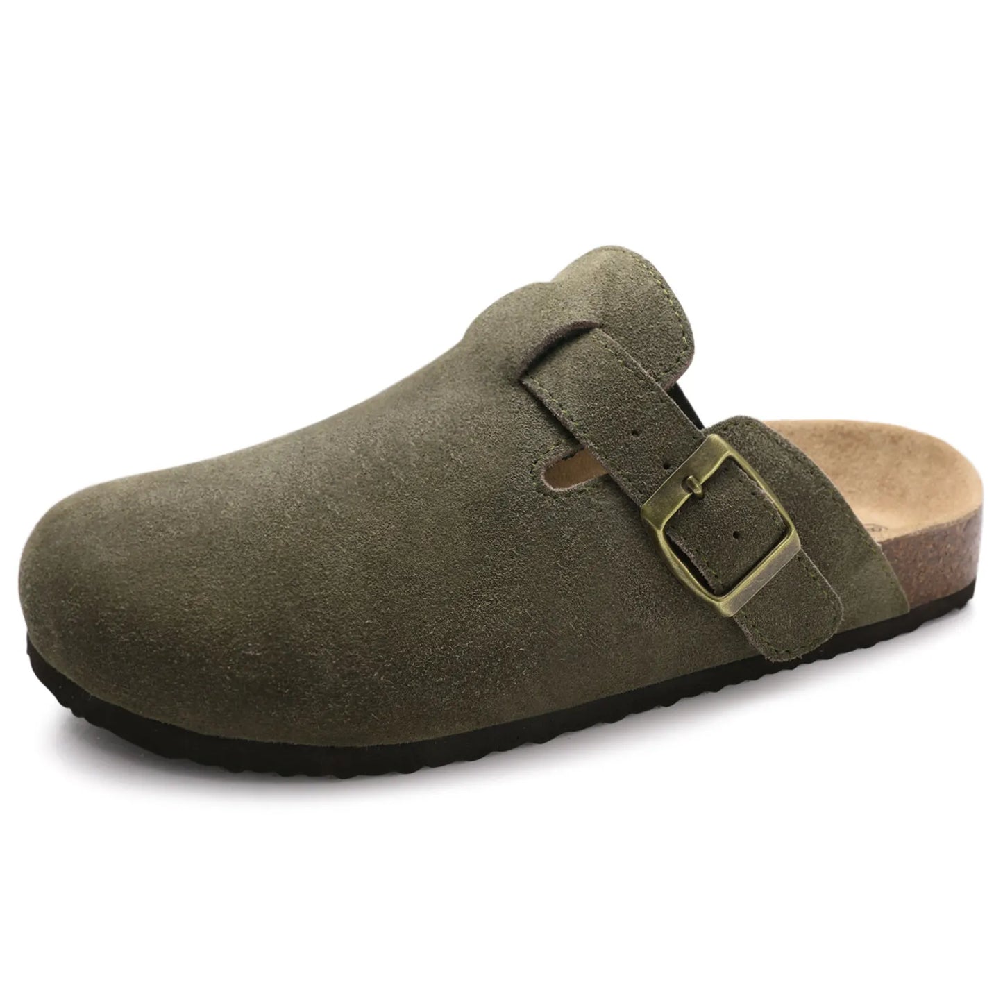 Men’s Suede Clogs — Soft Leather Cork Sandals with Arch Support