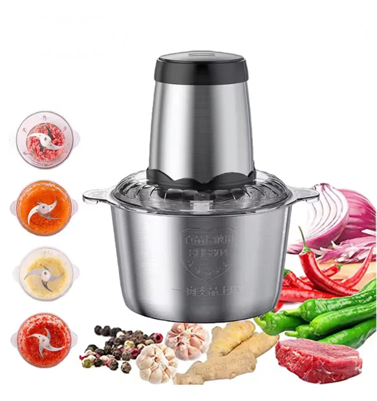 Electric Meat Grinder and Multi-function Food Processor with Four-Blade System