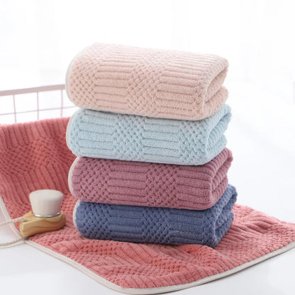 5-Piece Coral Fleece Lucky Grid Towel Set — Quick-Drying