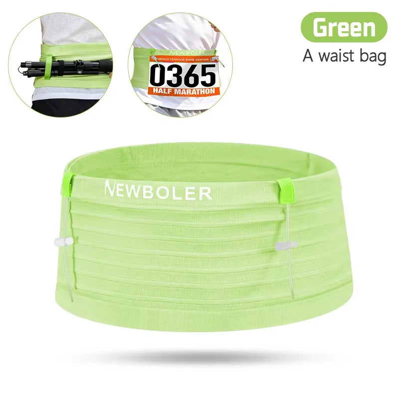 NEWBOLER Elastic Sports Waist Bag Pack Running Race Number Belt Triathlon Marathon Race Cycling Mountaineering Phone Waist Bag