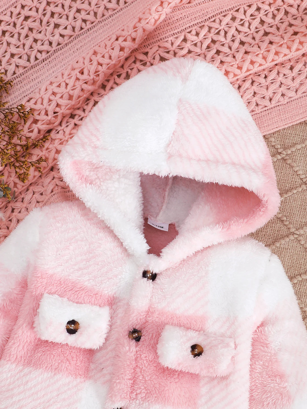 Plaid Hooded Plush Jumpsuit, Winter Warm Romper