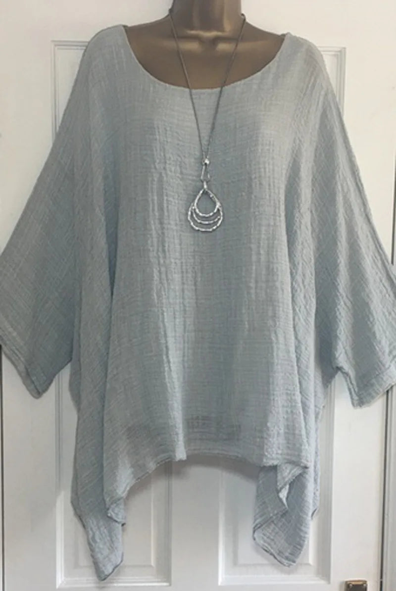 Women's Batwing Sleeve Solid Blouse — 3/4 Sleeve Casual Elegant Top