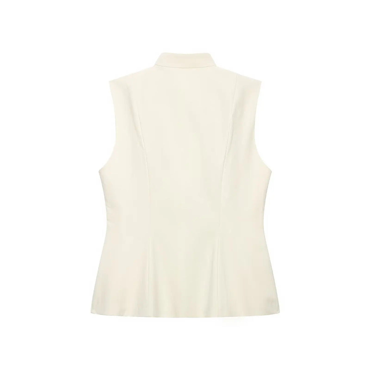 Women's Beige Frog Button Sleeveless Vest – Tailored Waist Lightweight Summer Outerwear
