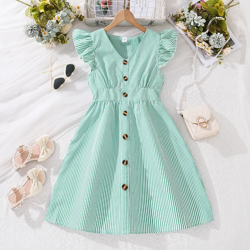 Kids Dress For Girls 8-12 Years Summer Girls Dopamine Dress Graduation Birthday Party Event Fresh Sweet Style Girls Dress