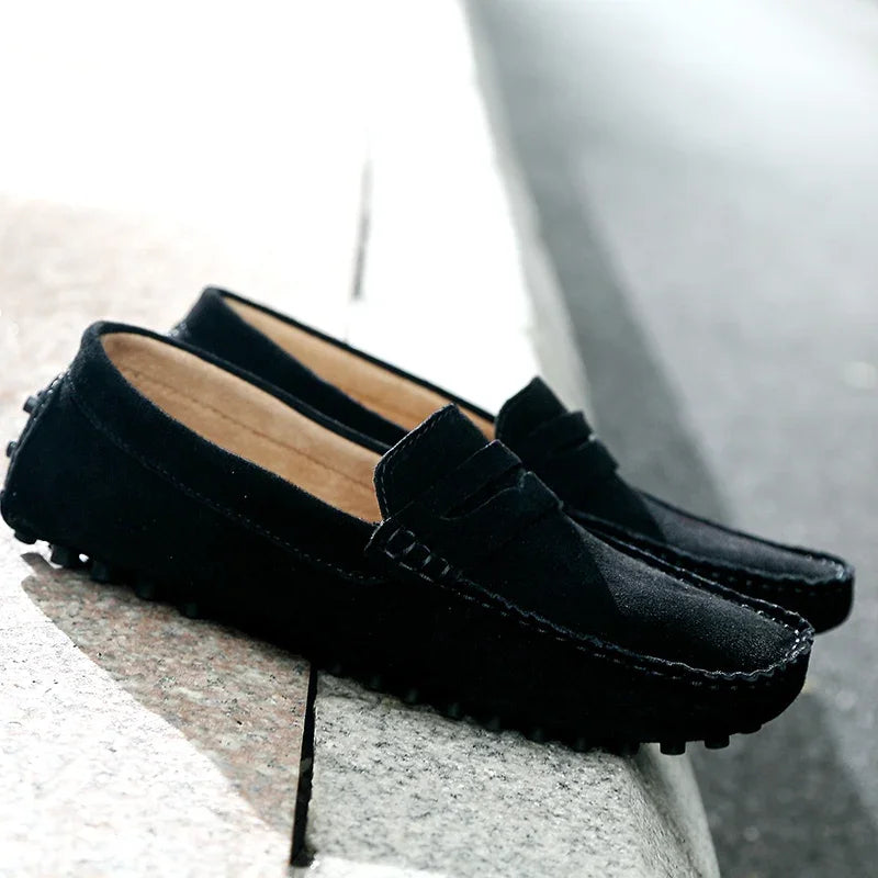 Men's Handmade Suede Genuine Leather Loafers | Slip-On Driving Moccasins