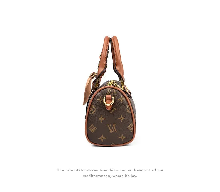 Retro Letter-Print Boston Bag, Trendy Shoulder Bag
