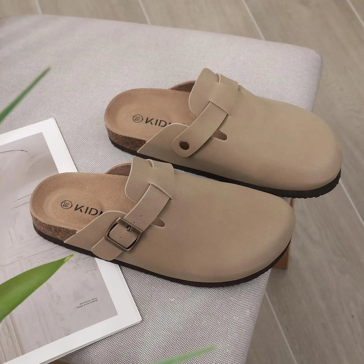 Men’s Suede Clogs — Soft Leather Cork Sandals with Arch Support