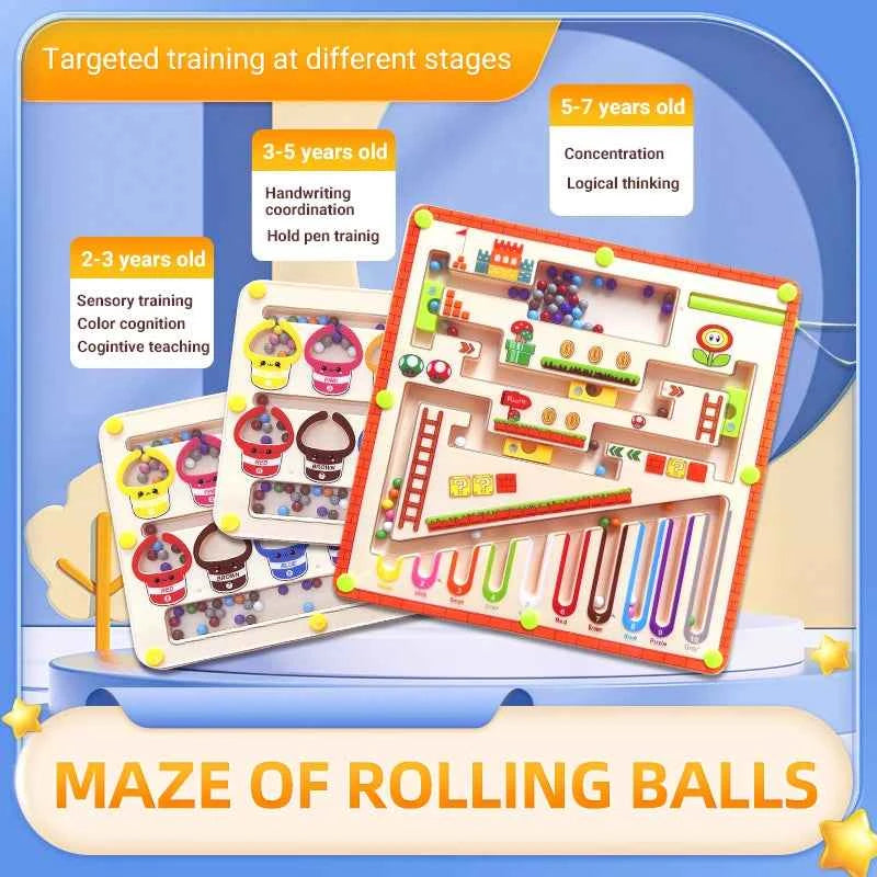 Children's Magnetic Maze Walking Ball Baby Concentration Training, Writing Logic Thinking 3 year Old Early Education Puzzle To