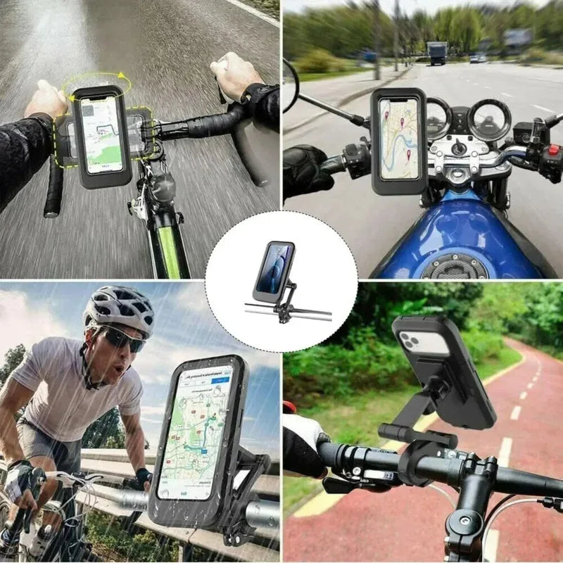 New Adjustable Retractable Bike Phone Holder 360° Rotating Waterproof Anti-Shock Bike Motorcycle Phone Mount Touchscreen Bracket