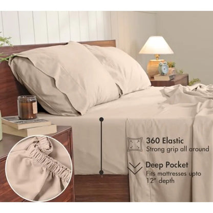 100% Cotton Percale Sheets Crisp Cooling Summer Bed Sheets for Hot Sleepers, Deep Pocket 12", Soft Peach Finish, Breathable and