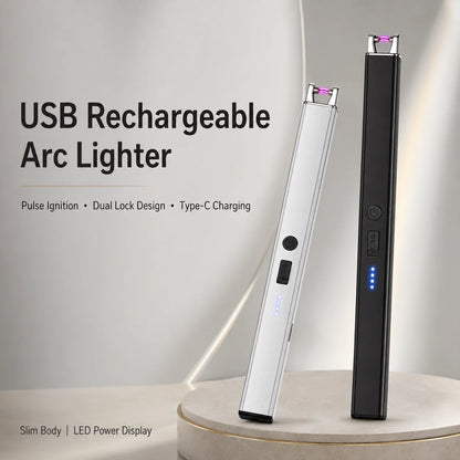 Electric Arc Candle Lighter – USB Rechargeable, Windproof Flameless Plasma, Long Reach & LED Display