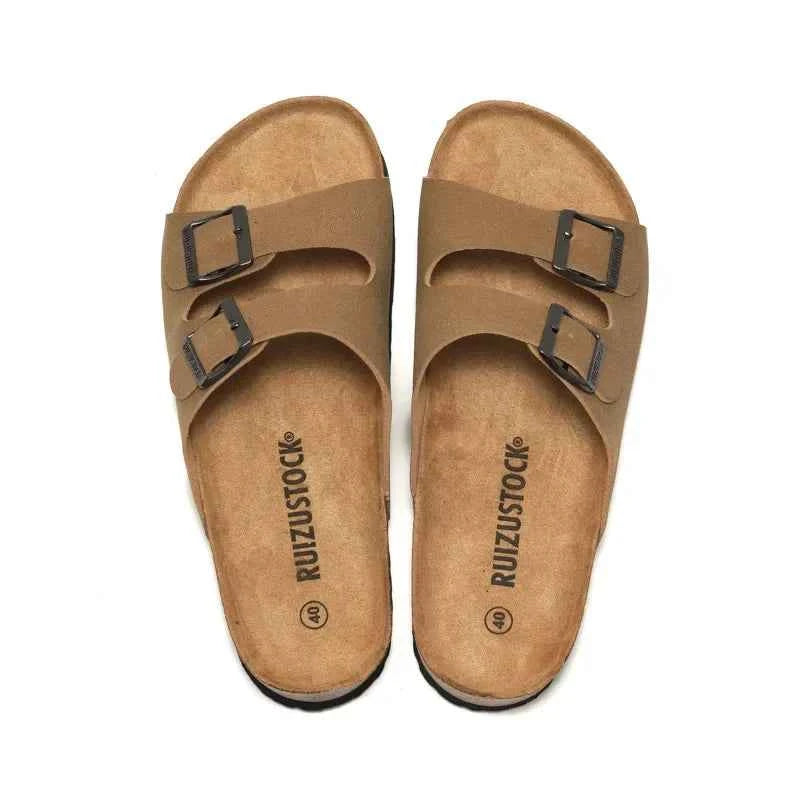 Ruifu 2024 New Men's Soft Wood Slippers Women's Style Beach Sandals Trendy Water Sponge Slippers For Students Spring Summer