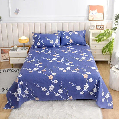 Red Floral Printed Flat Bed Sheet | Single-King