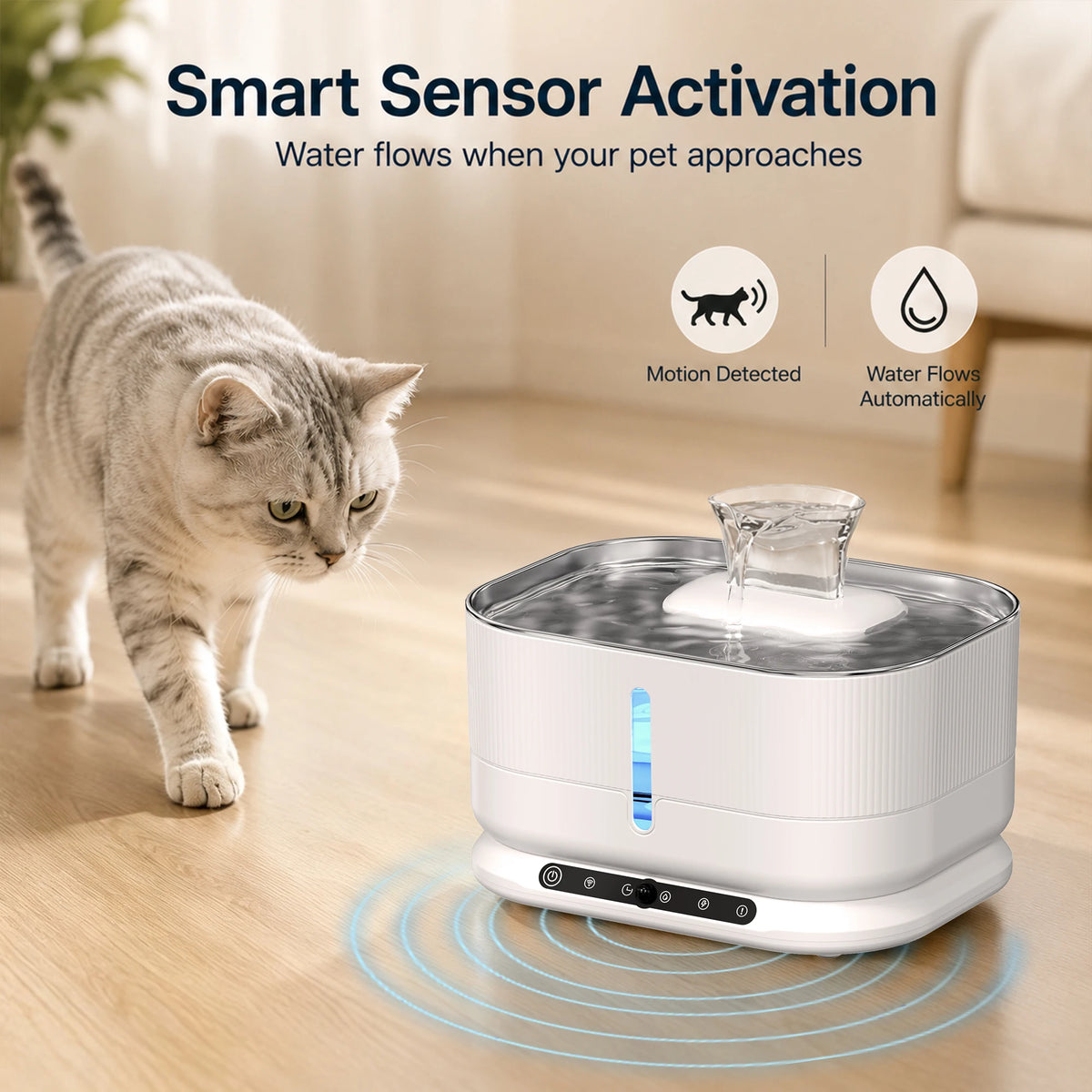 Cordless Cat Water Fountain, 3.5L Rechargeable