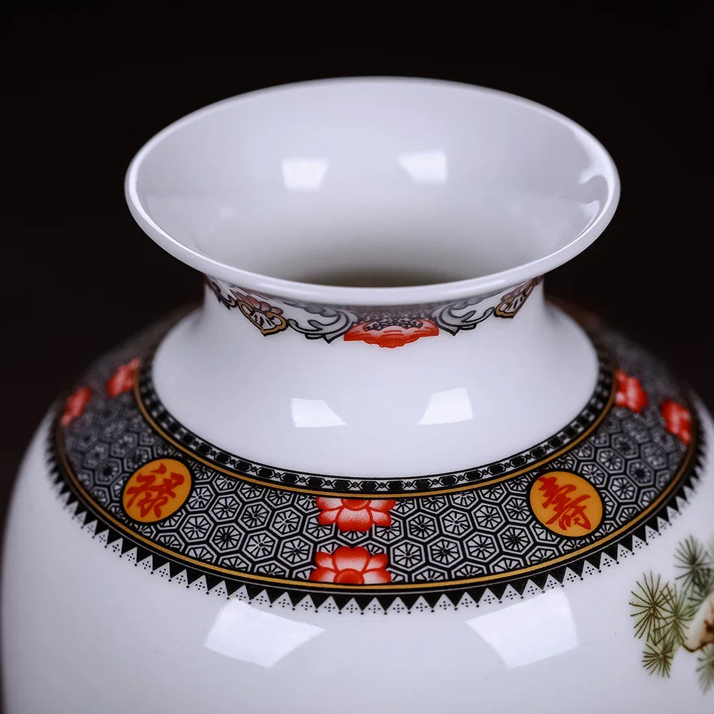 Jingdezhen Ceramic Vase — Vintage Chinese Traditional Animal Design Fine Porcelain Home Decor